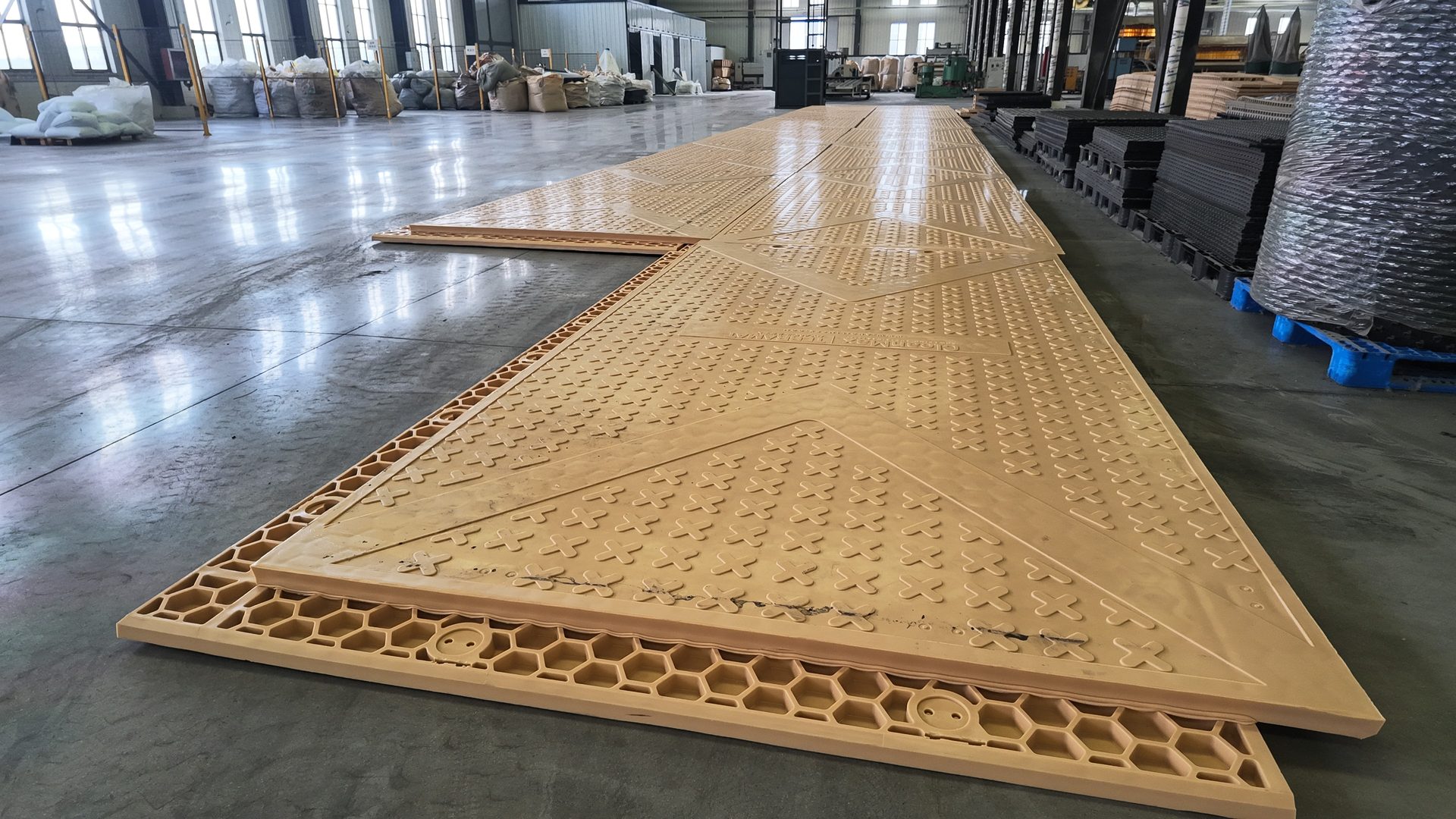 Hollow core mats laid on ground